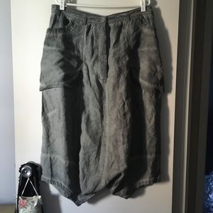RUNDHOLZ Artisanal Dye Grey Big Pockets Oversized Linen Skirt M L XL